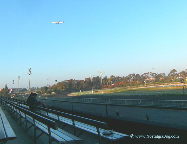Flyover - Last day at Hollywood Park as the race day is nearing an end. You can see "The Forum" in the distance here.