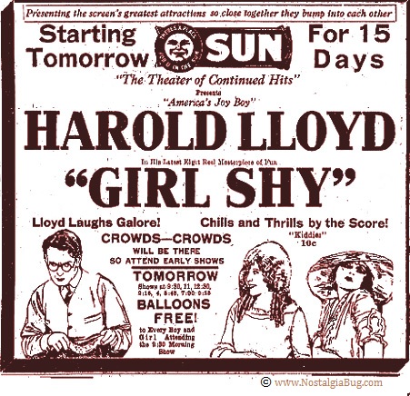 Girl Shy, a silent film from 1924 starring comic actor Harold Lloyd